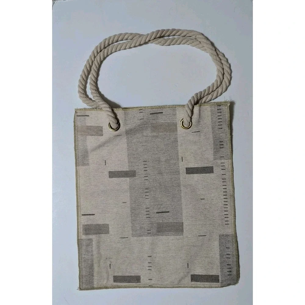 Wolf Gordon & MAE ENGELGEER Tote Fabric Shopper w/Rope Straps Beach Grey